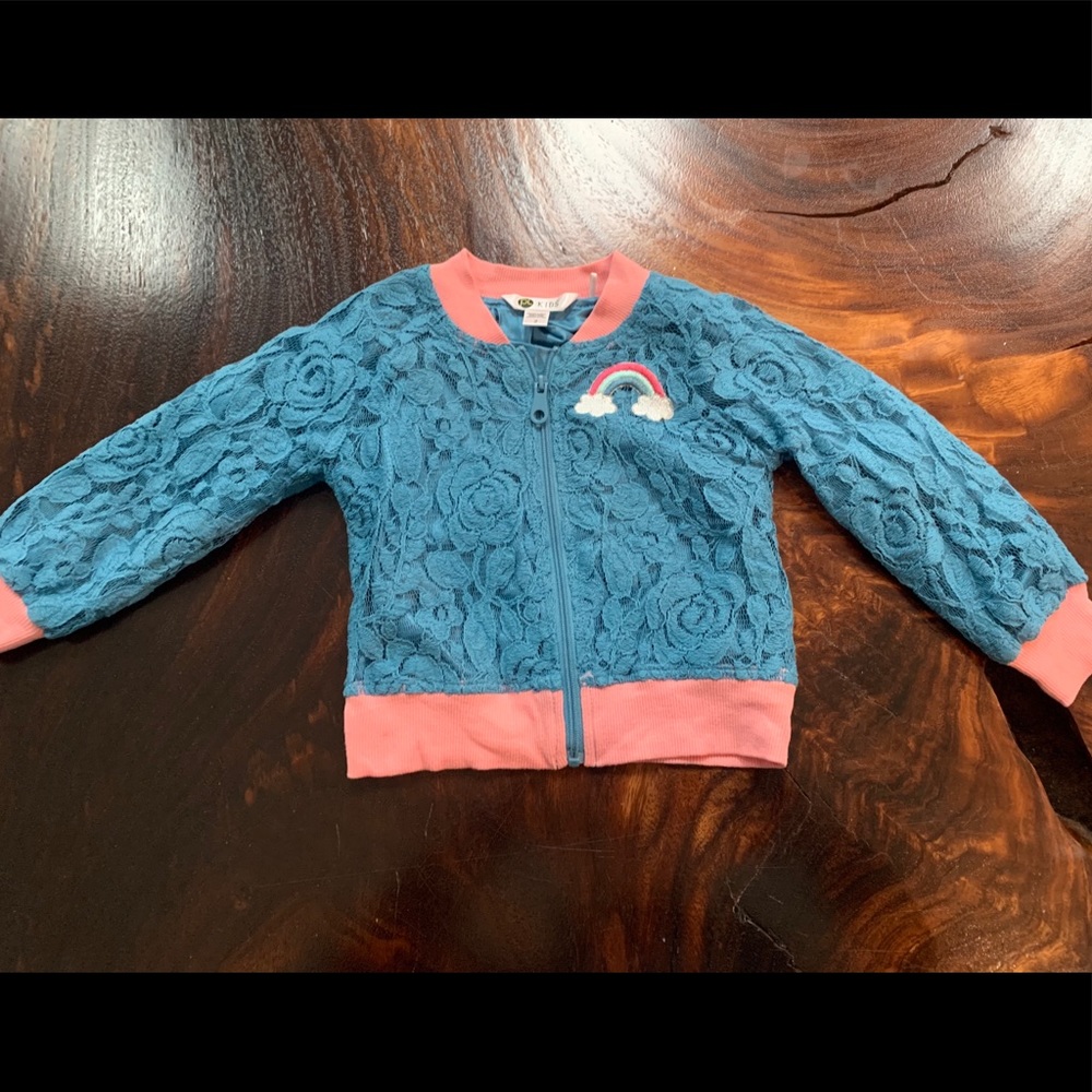 Petit Lim sz 2 toddler blue lace bomber jacket